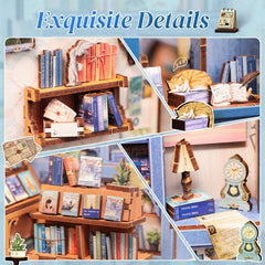 CUTEBEE Book Nook front view emphasizes a charming miniature house centerpiece.