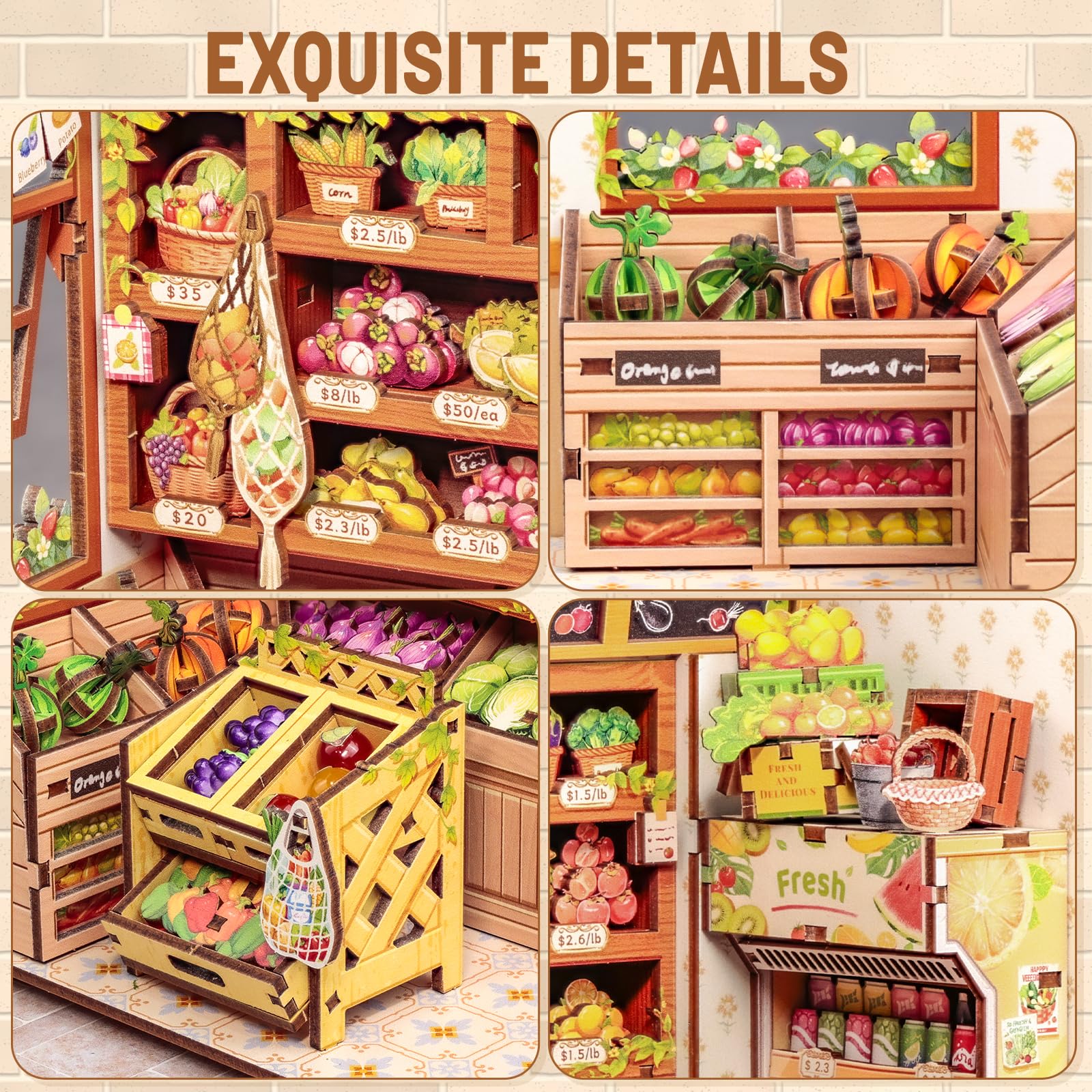 CUTEBEE Book Nook Greens Grocery desk display adds tasteful decor