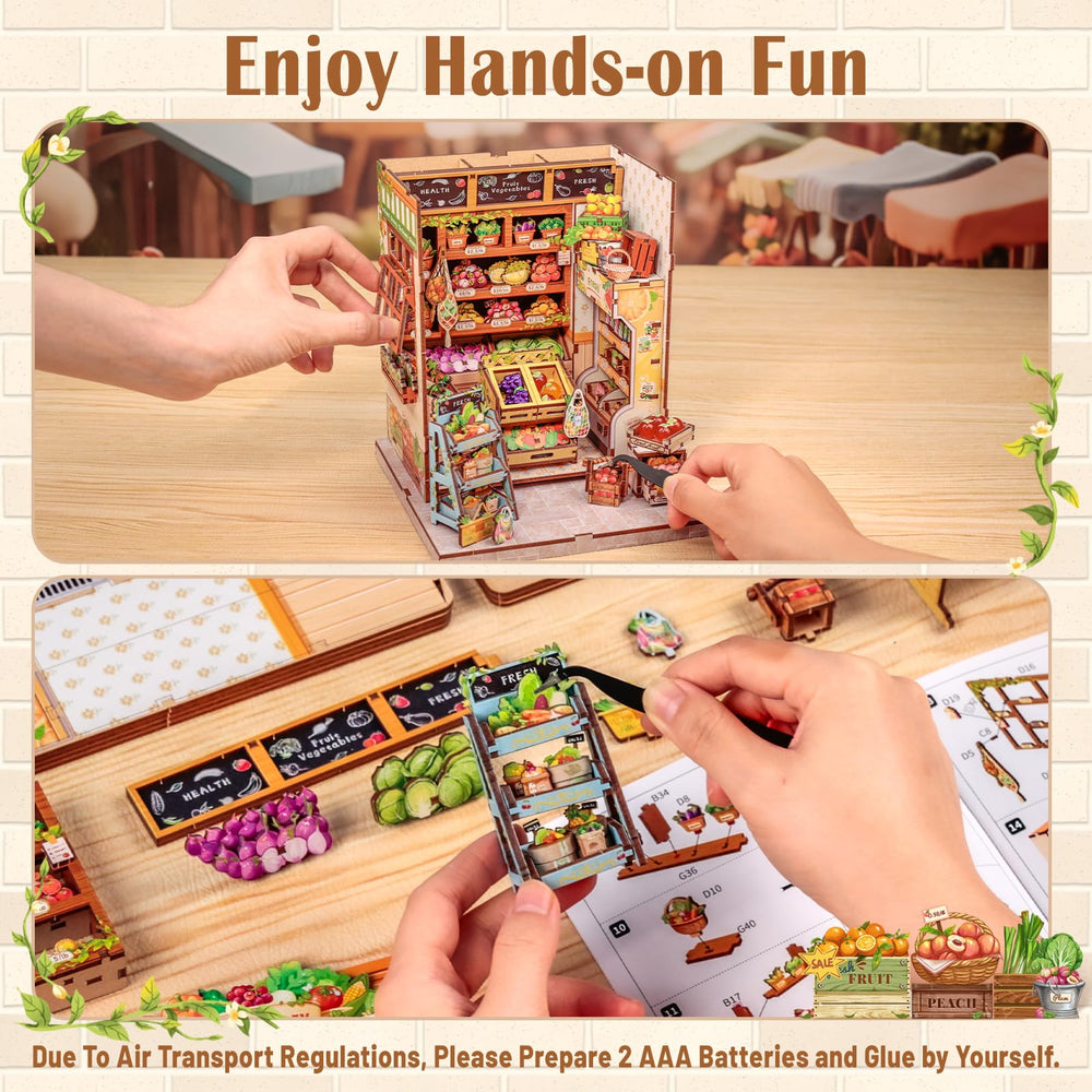 CUTEBEE Book Nook Greens Grocery tiny figures add storytelling elements