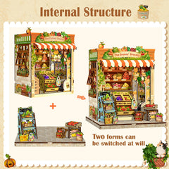 CUTEBEE Book Nook Greens Grocery miniature fruits and vegetables on display