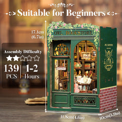 CUTEBEE Book Nook interior detail with shelves and lamps for cozy ambiance.
