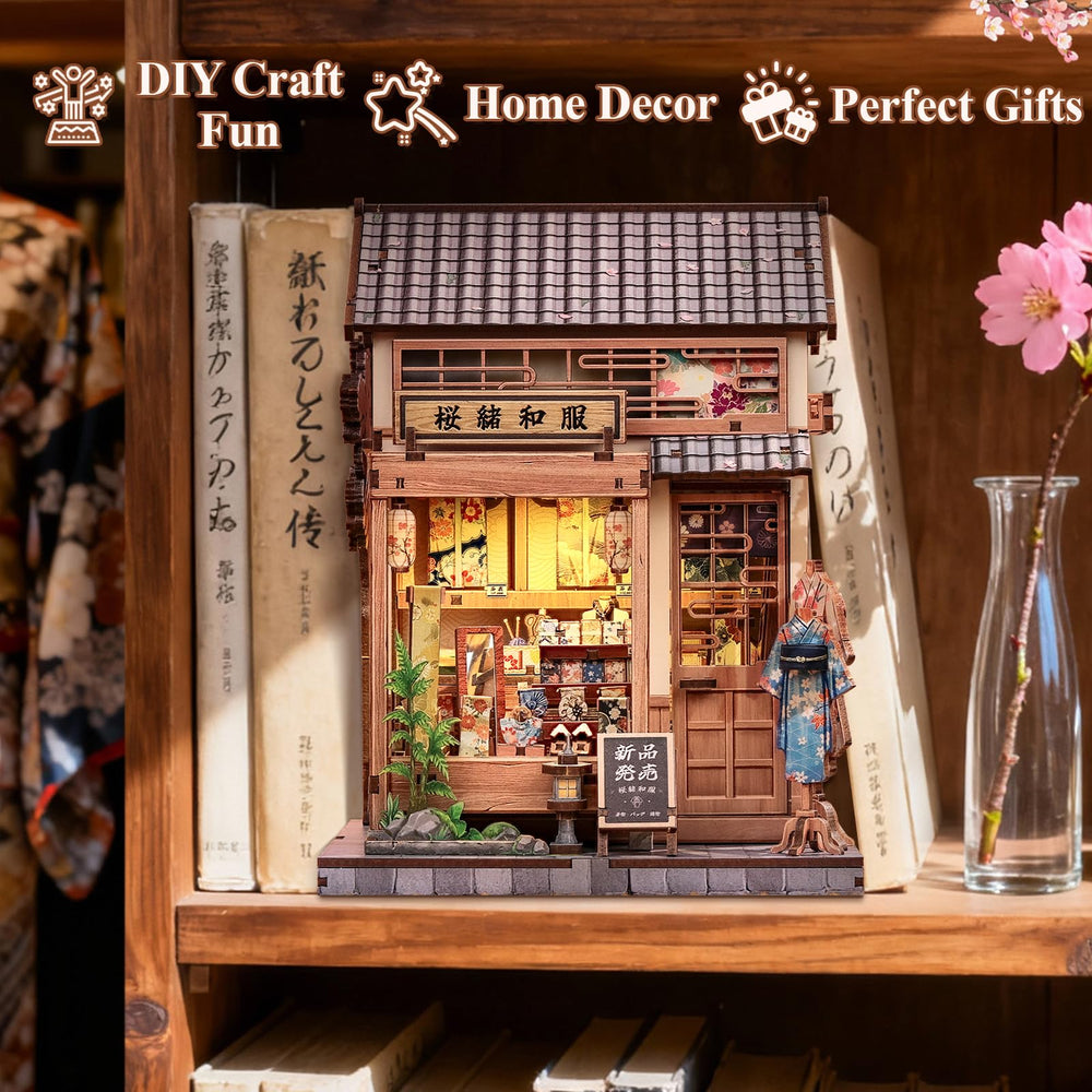 CUTEBEE Book Nook Kimono display showcasing vibrant fabrics and craftsmanship