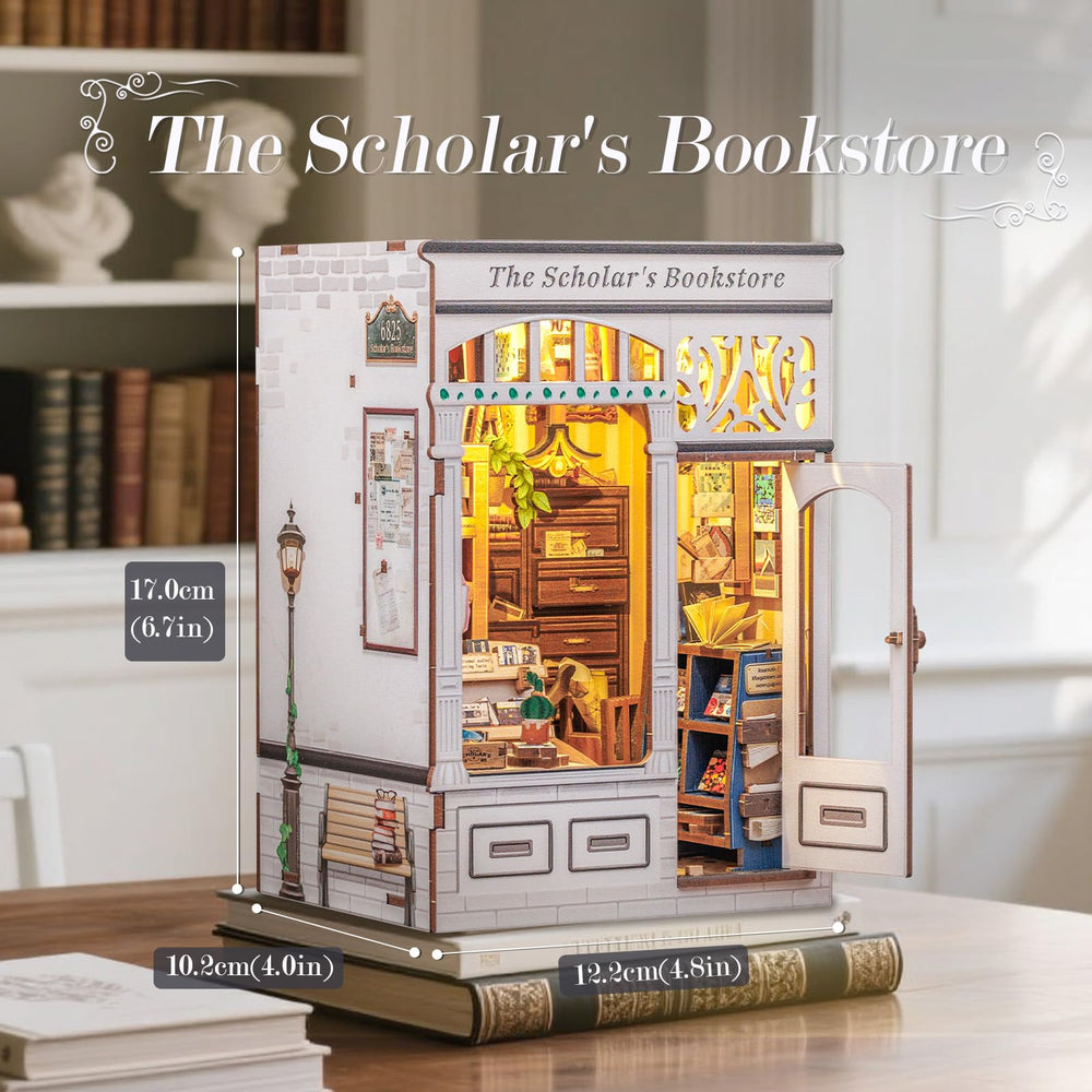CUTEBEE Book Nook Kit arched stained glass adds charm to a desk or shelf.