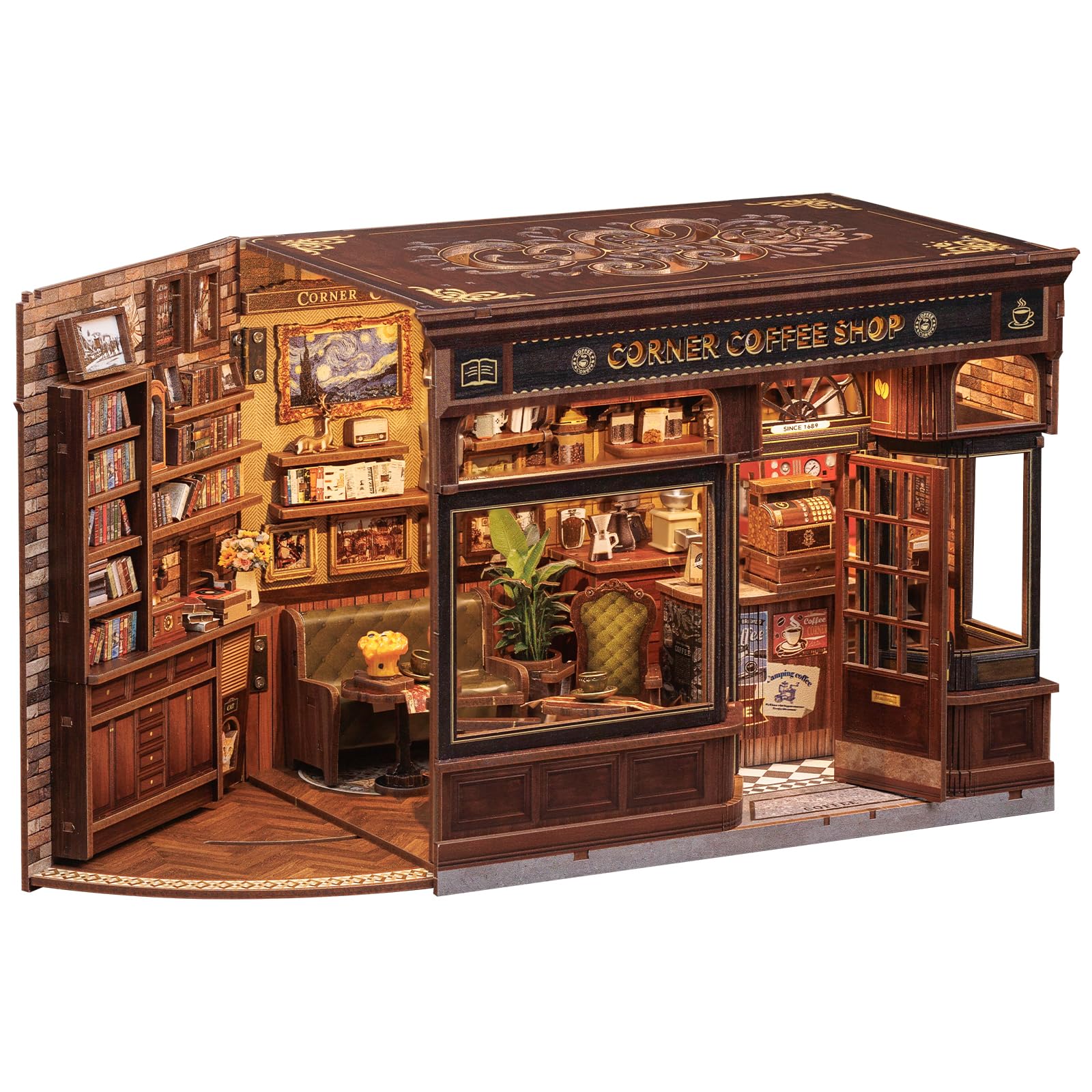 CUTEBEE Book Nook Kit—assembled miniature scene for stylish bookshelf display.