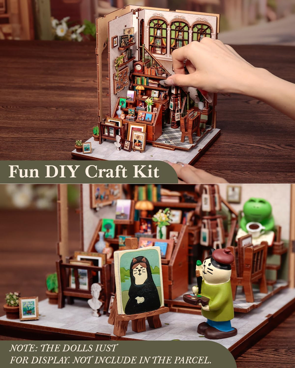 CUTEBEE Book Nook Kit assembly process visuals invite calm, screen-free creativity.