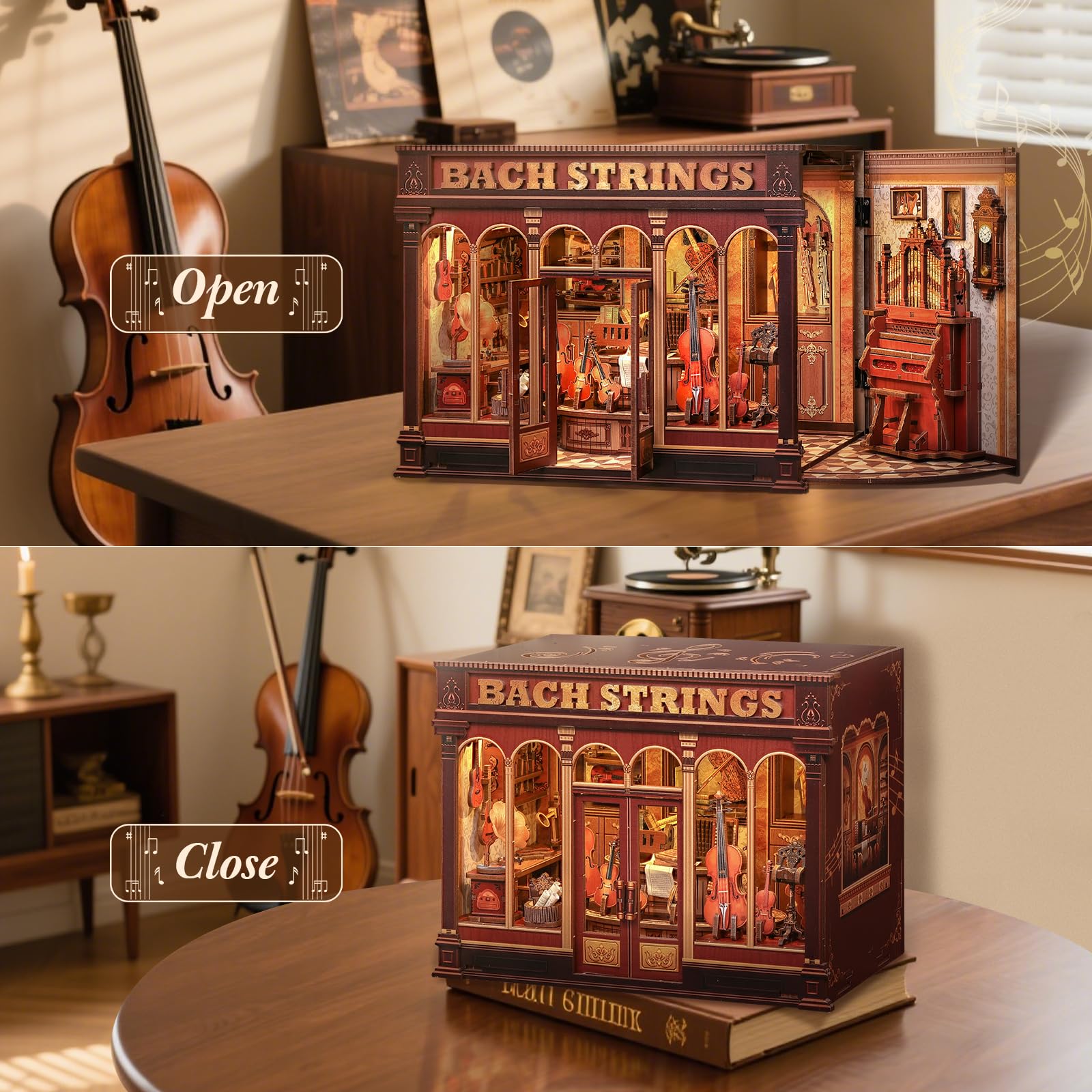 CUTEBEE Book Nook Kit assembly progress demonstrates step-by-step DIY potential.