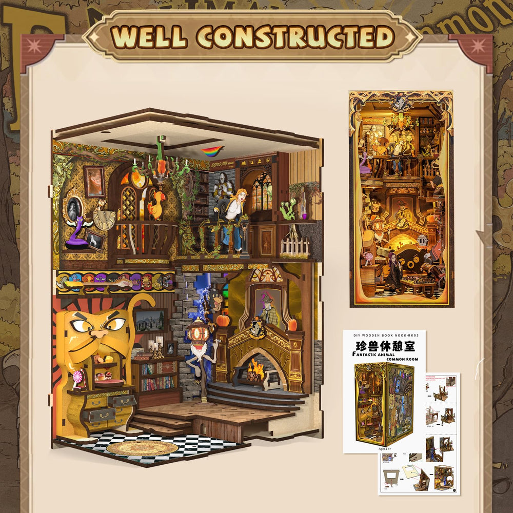 CUTEBEE Book Nook Kit assembly-scene showing DIY process