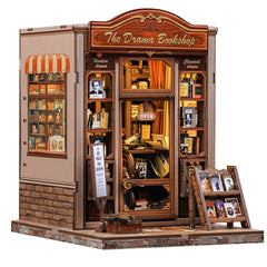 CUTEBEE Book Nook Kit assembly scene showcasing a cozy drama bookstore setup for DIY fun