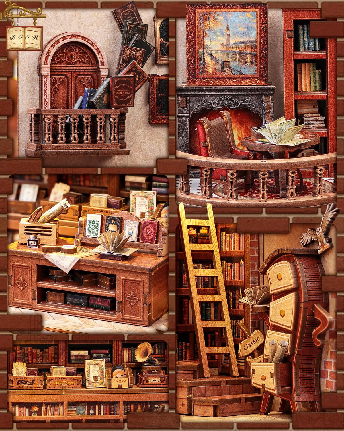 CUTEBEE Book Nook Kit doubles as a decorative shelf accent and bookend.