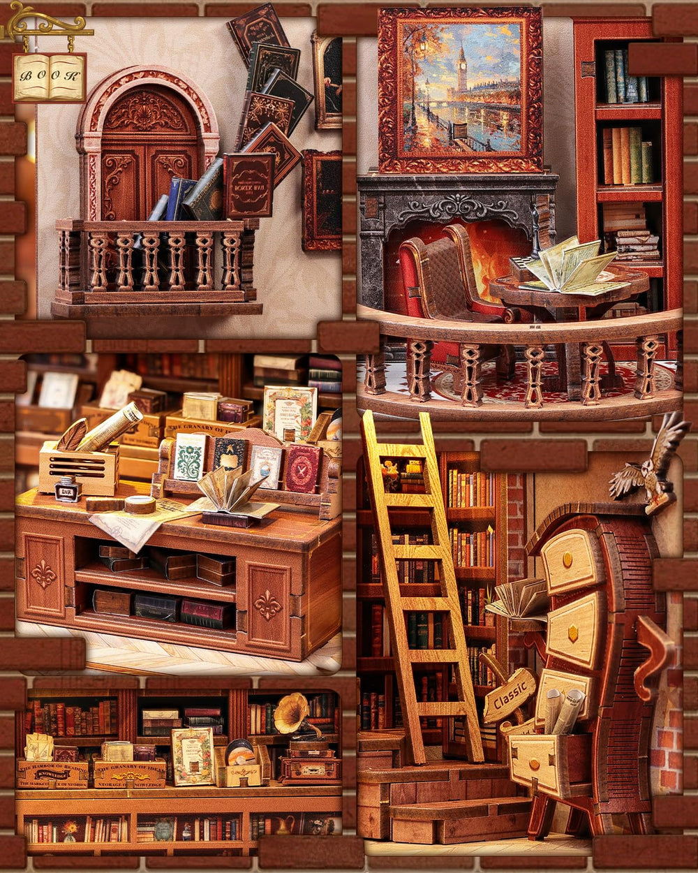 CUTEBEE Book Nook Kit doubles as a decorative shelf accent and bookend.