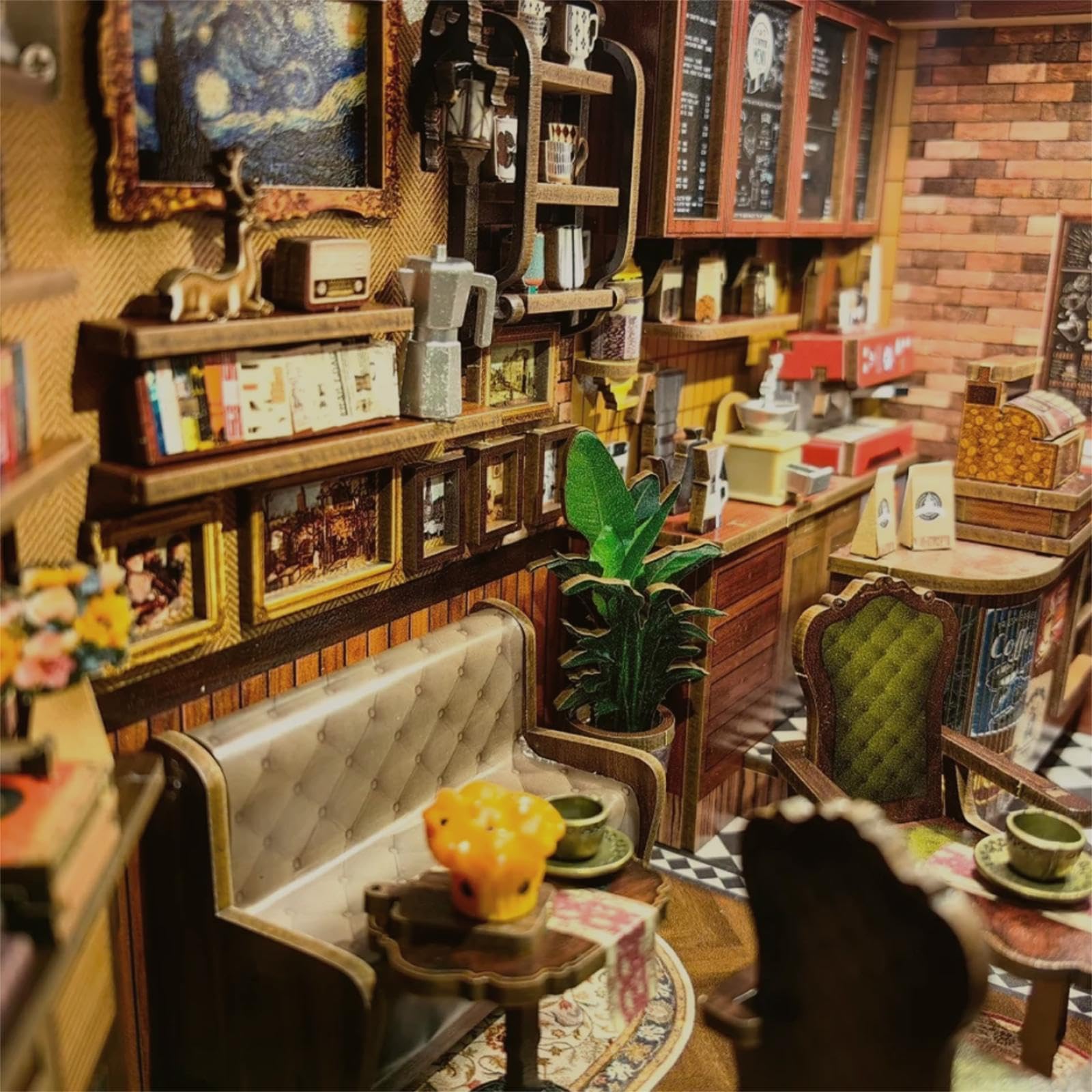 CUTEBEE Book Nook Kit coffee scene adds cozy cafe charm.