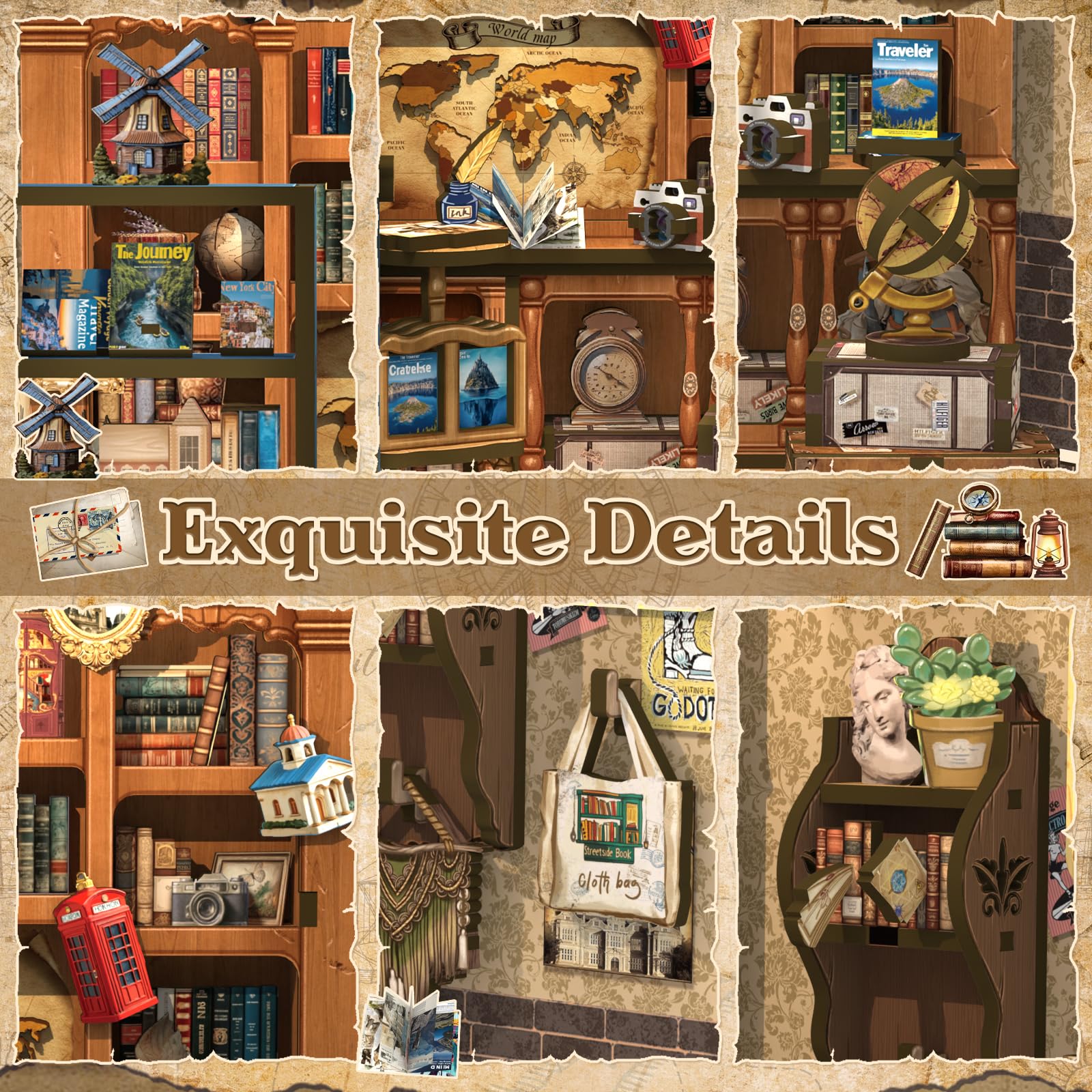 CUTEBEE Book Nook Kit includes complete contents for a smooth build