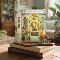 CUTEBEE Book Nook Kit decorative display on a shelf with miniatures
