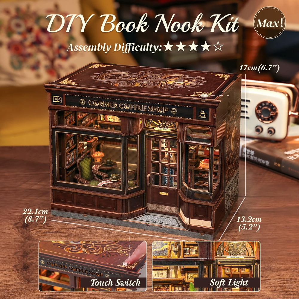 CUTEBEE Book Nook Kit desk glow when lit for ambiance.