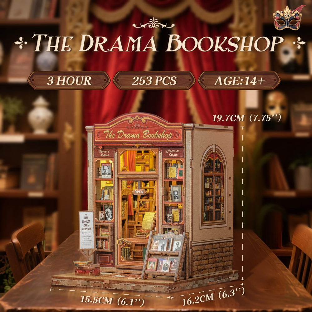 CUTEBEE Book Nook Kit detailed pages highlight immersive theater-inspired décor ideas