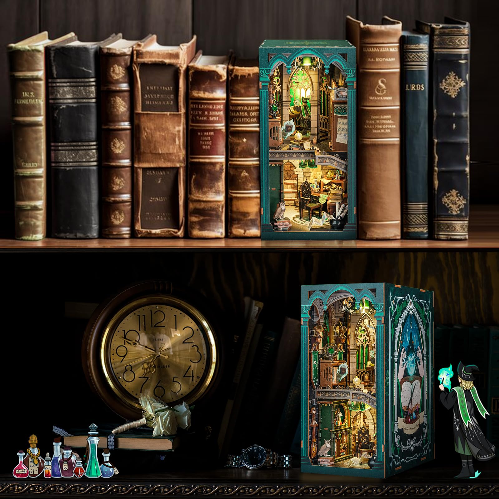 CUTEBEE Book Nook Kit detailed-parts close-up aids planning your DIY project