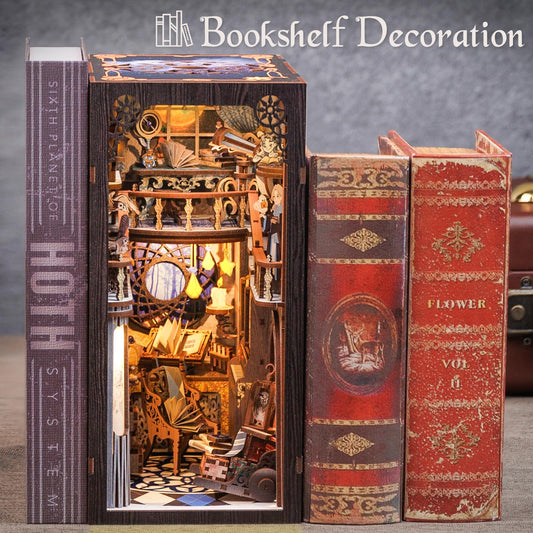 Cutebee Book Nook Kit diy-scene highlights a cozy miniature scene for shelf display