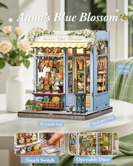 CUTEBEE Book Nook Kit flower stands close-up highlights lush greenery