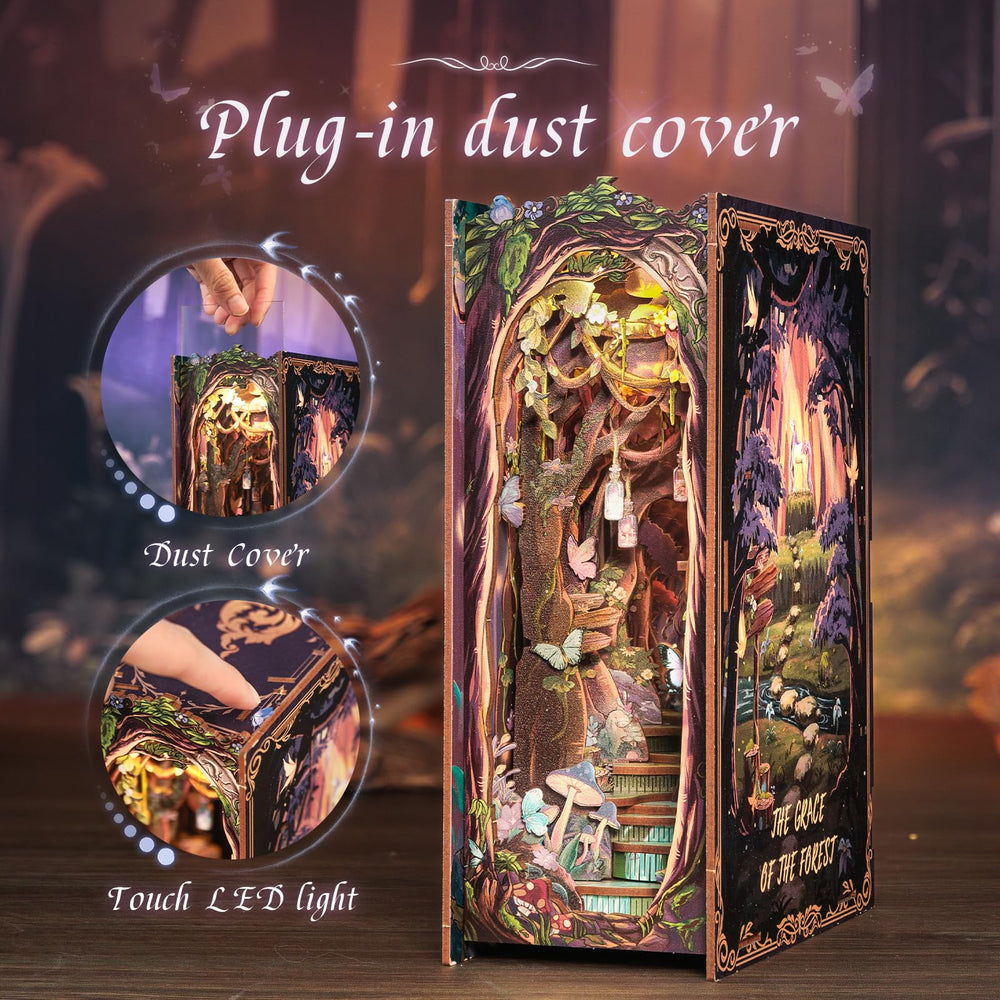CUTEBEE Book Nook Kit forest path and stream deepen immersion for a relaxing DIY session.