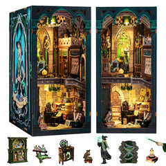 CUTEBEE Book Nook Kit front view highlighting intricate miniature architecture for shelf décor