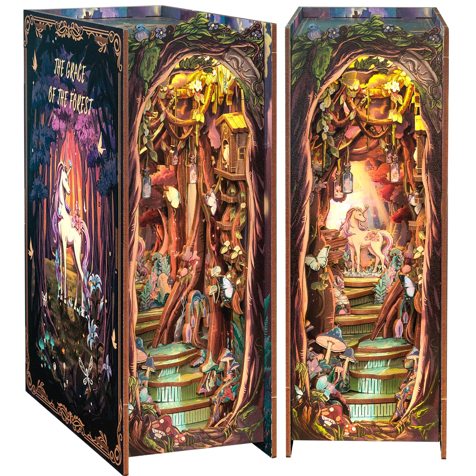 CUTEBEE Book Nook Kit forest scene provides calming desk decor for busy days.