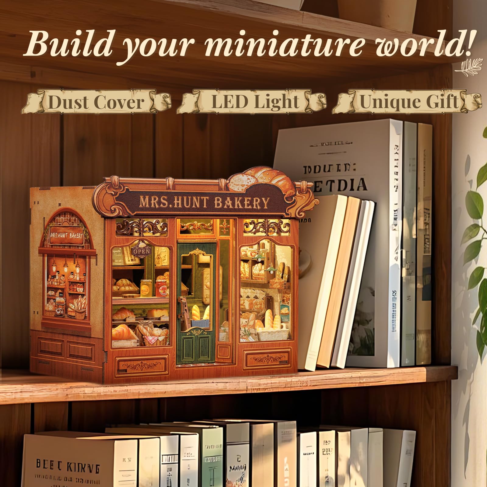 CUTEBEE Book Nook Kit interior dining corner detail invites cozy storytelling.