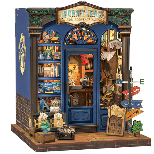 CUTEBEE Book Nook Kit front view enhances desk decor with Journey Trace Bookshop vibe