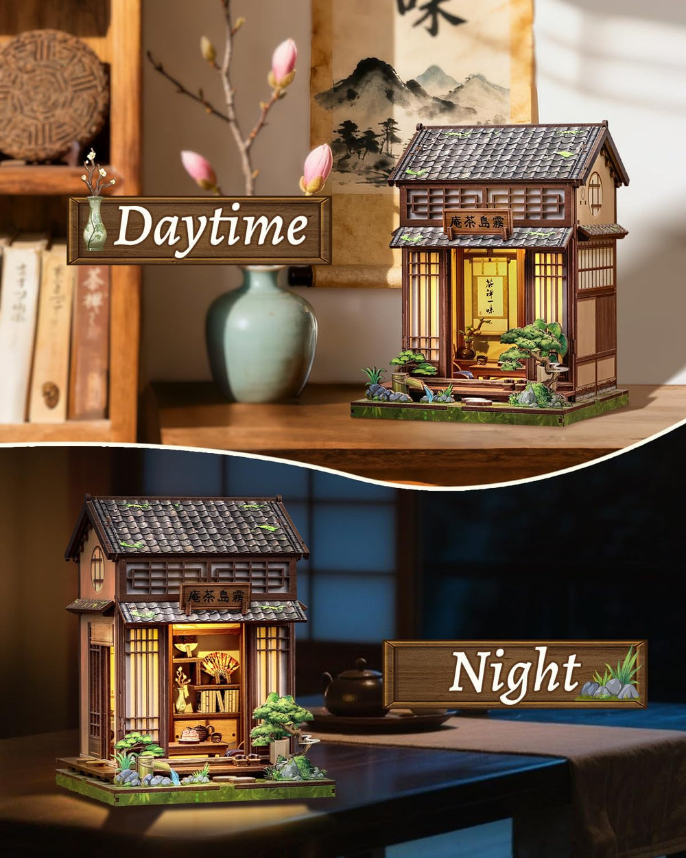 CUTEBEE Kirishima Cha-an tiny house display on shelf or desk