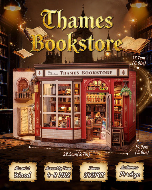 CUTEBEE Book Nook Kit LED lighting brings warmth to your miniature scene.
