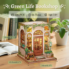 CUTEBEE Book Nook Kit LED lighting glows warmly to create cozy shelf ambience.
