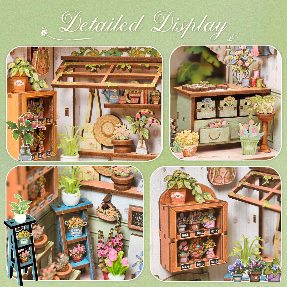 CUTEBEE Book Nook Kit light-on view highlighting nighttime ambiance