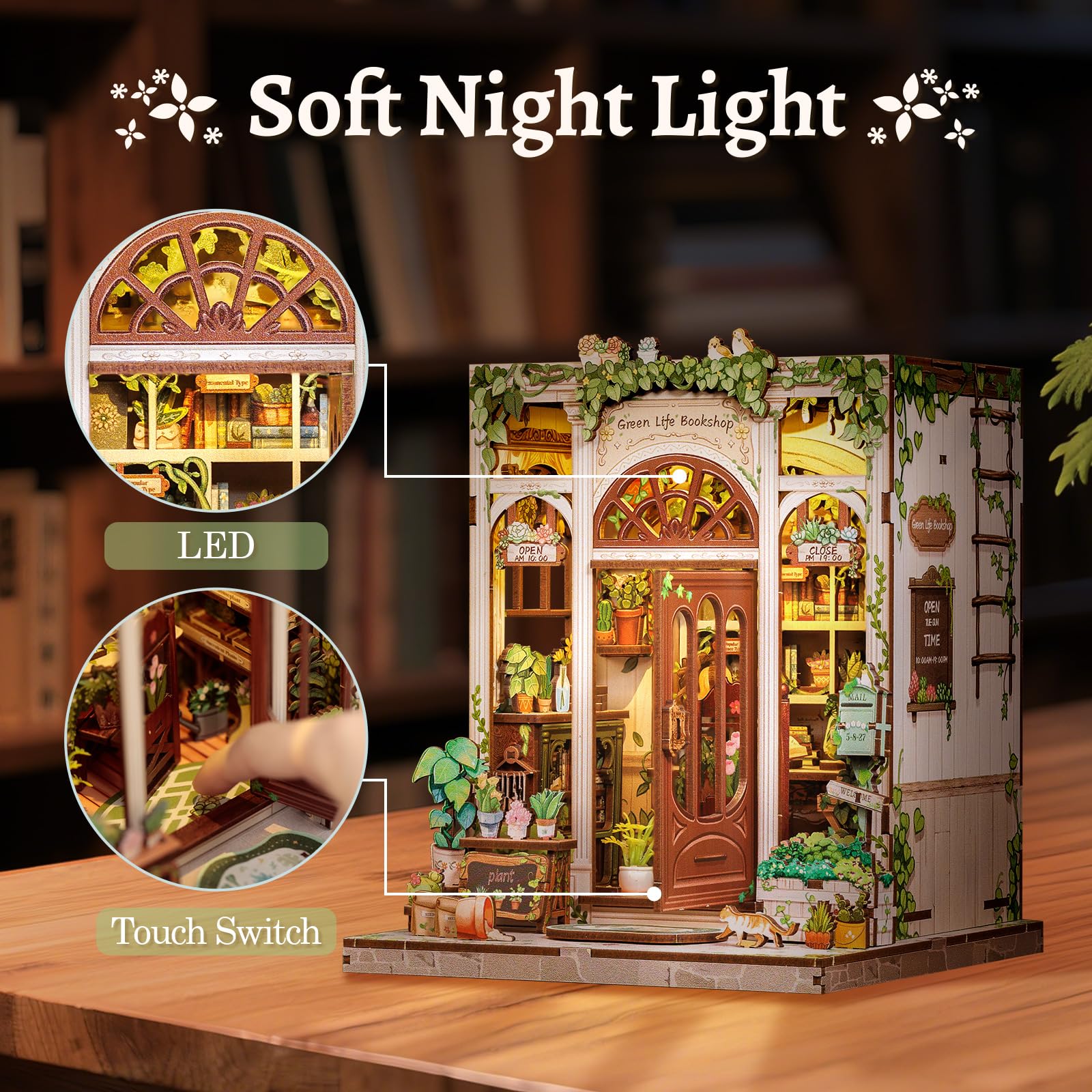 CUTEBEE Book Nook Kit miniature bakery shelves with tiny decor details.