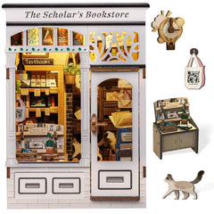 CUTEBEE Book Nook Kit shelves showcase rich walnut shelves for an elegant reading corner.