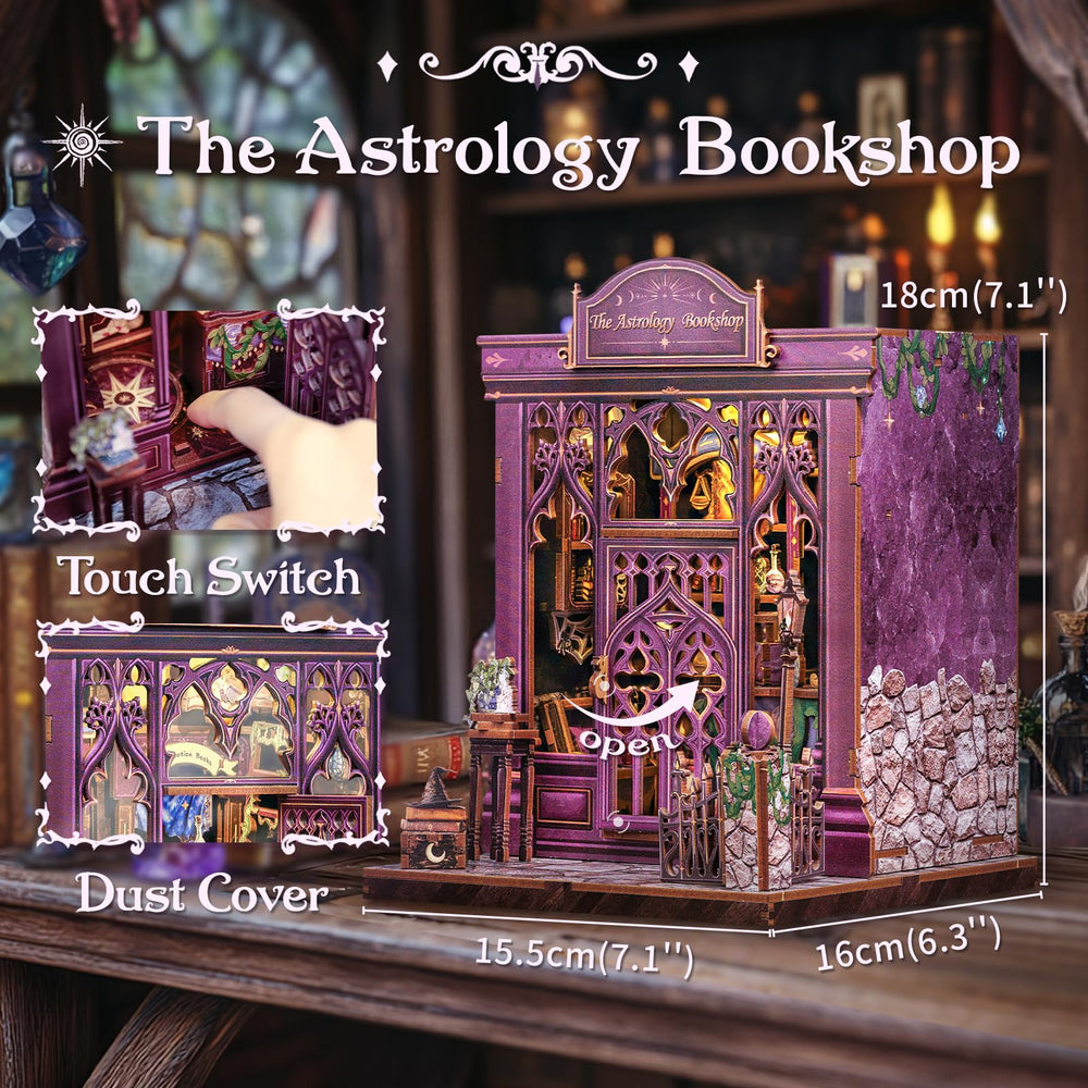CUTEBEE Book Nook Kit includes tiny tarot cards for magical ambience