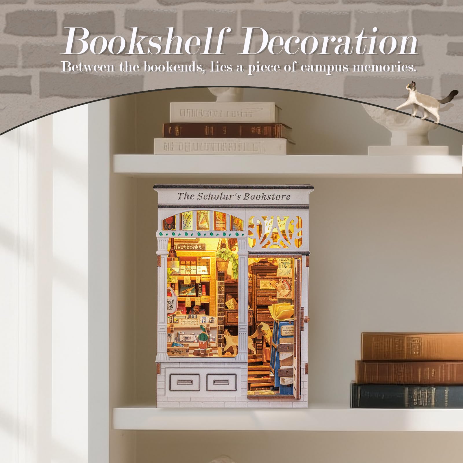 CUTEBEE Book Nook Kit vintage decor creates a cozy study vibe.
