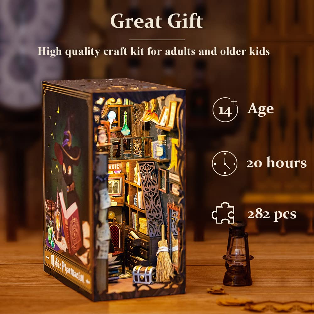 CUTEBEE Book Nook Kit wooden puzzle pieces with fine detailing.