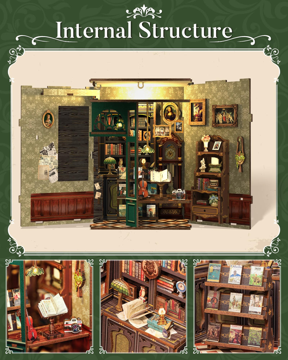 CUTEBEE Book Nook on desk decor elevating shelf’s charm and character.