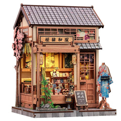 CUTEBEE Book Nook Sakura Shop front with warm lighting for cozy shelf decor