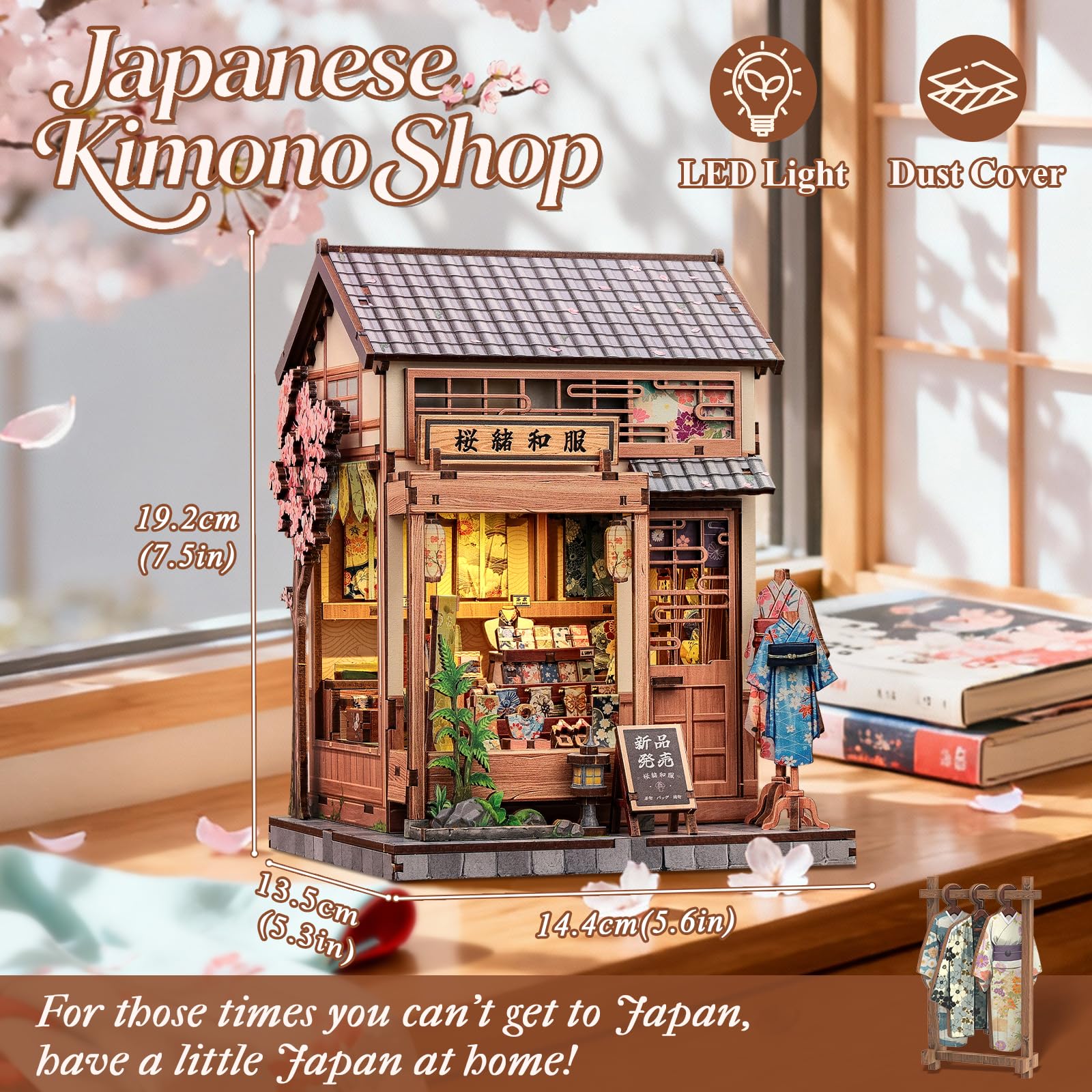 CUTEBEE Book Nook Sakura tree accent adding seasonal charm to a shelf