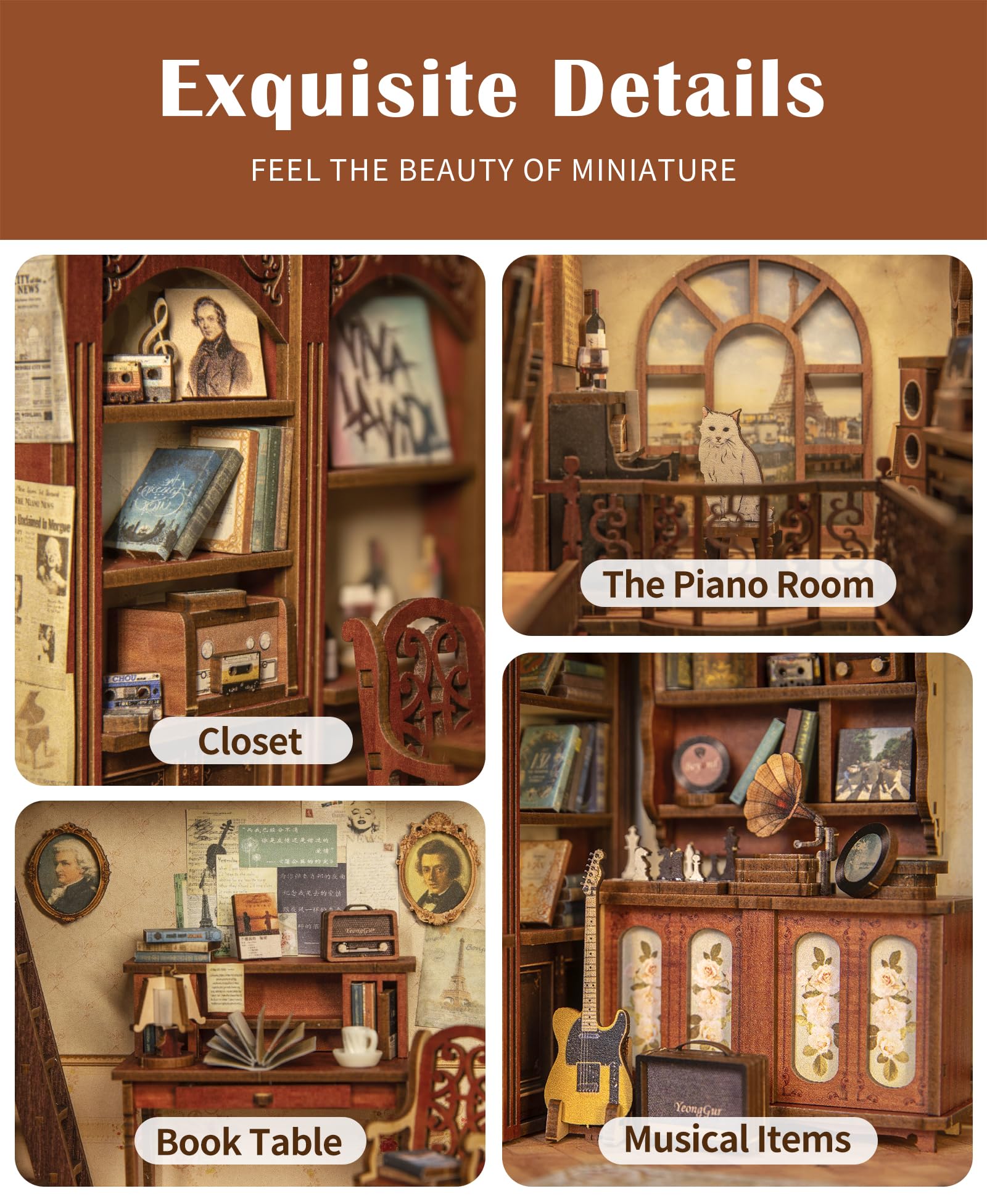 CUTEBEE Book Nook Kit miniatures set lets you personalize your tiny scene.