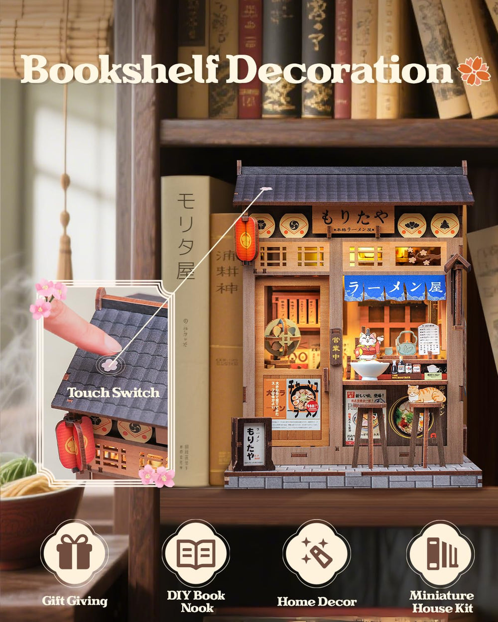 Cutebee soft-lit night scene adds charm to desk or shelf