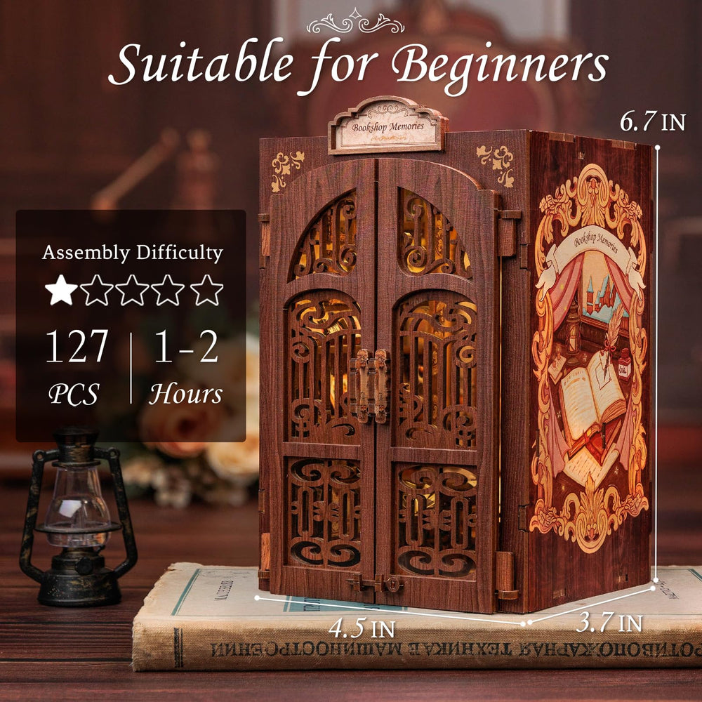 CUTEBEE Cat figure adds whimsy to the library scene.