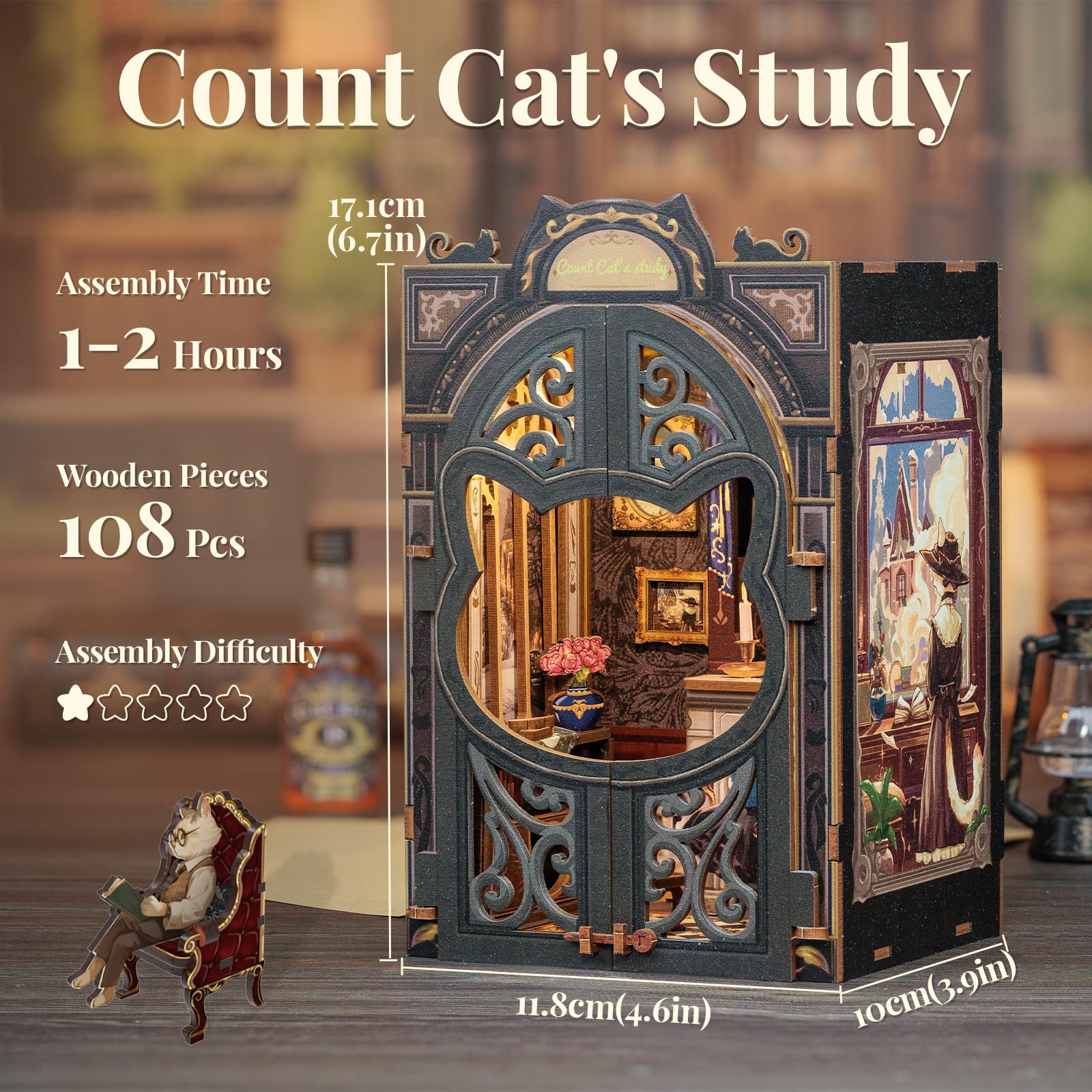 CUTEBEE Count Cat's Study interior scene, tranquil study nook for inspiration.