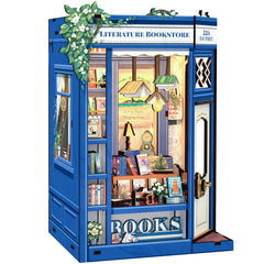 CUTEBEE DIY Book Nook Kit scene lit for a cozy reading nook and shelf display