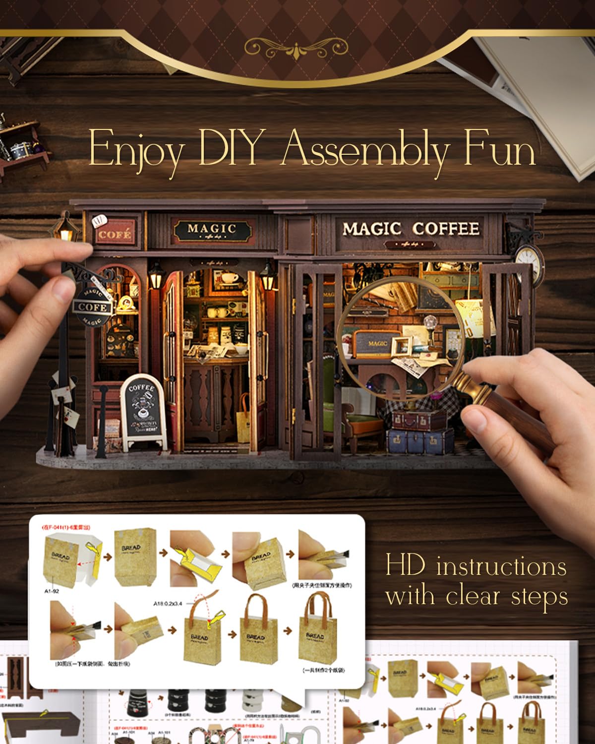 Cutebee dollhouse English instructions guide you clearly through assembly.