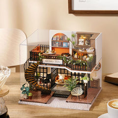 CUTEBEE Forest Tea Shop interior layout with furniture and LED lighting.