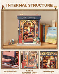 CUTEBEE LED lighting sensor glow inside the booknook for ambiance.