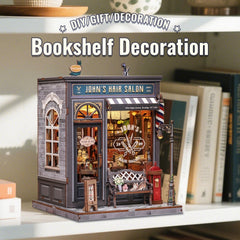 CUTEBEE metal pendant lights illuminate the DIY book nook scene