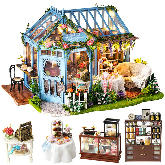 CUTEBEE Rose Garden Tea House front view; ideal for collectible display.