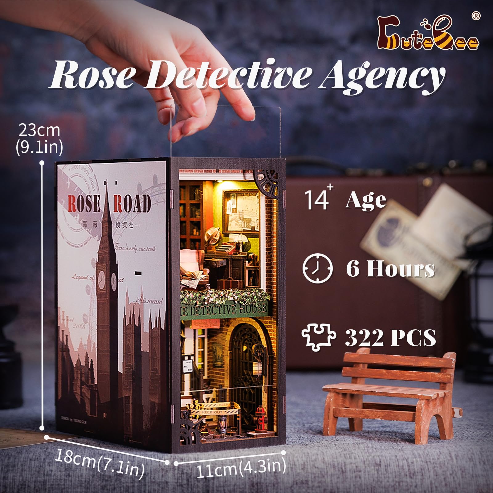 CUTEBEE shelf decor miniature scene enhances home or office aesthetics.